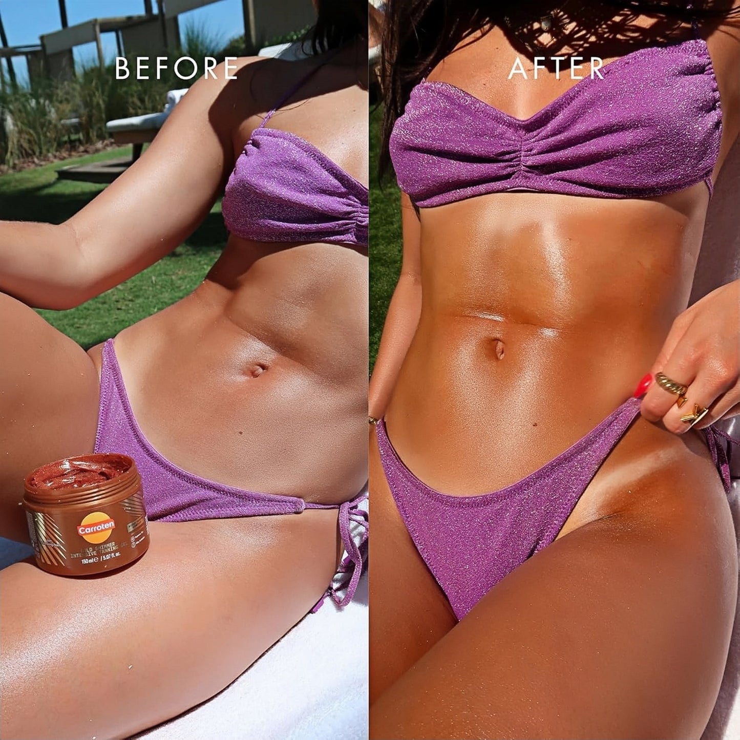 Carroten Gold Shimmer Tanning Gel, Browning Tan Accelerator, 5 oz