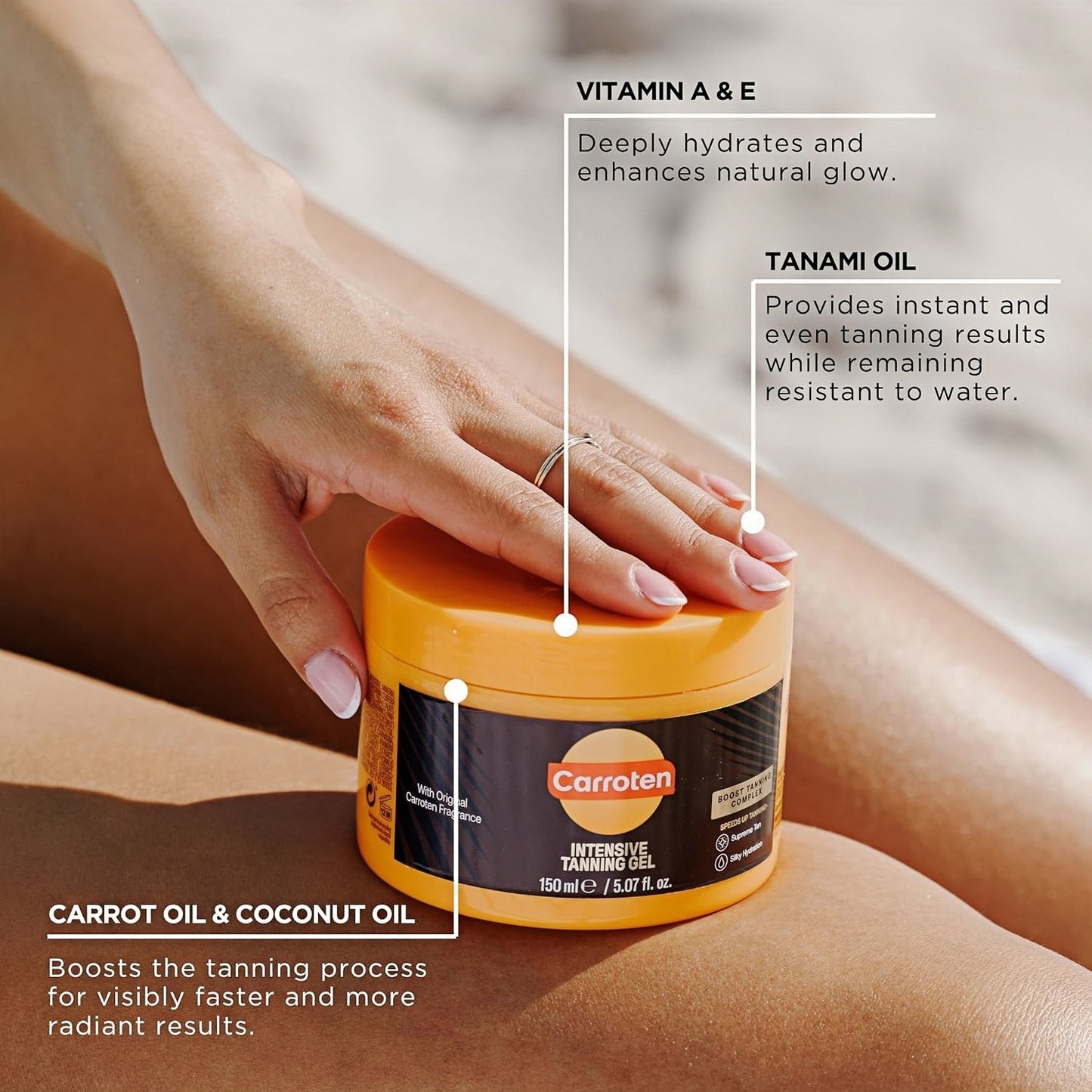 Carroten Intensive Tanning Gel, Browning Tan Accelerator, 5 oz